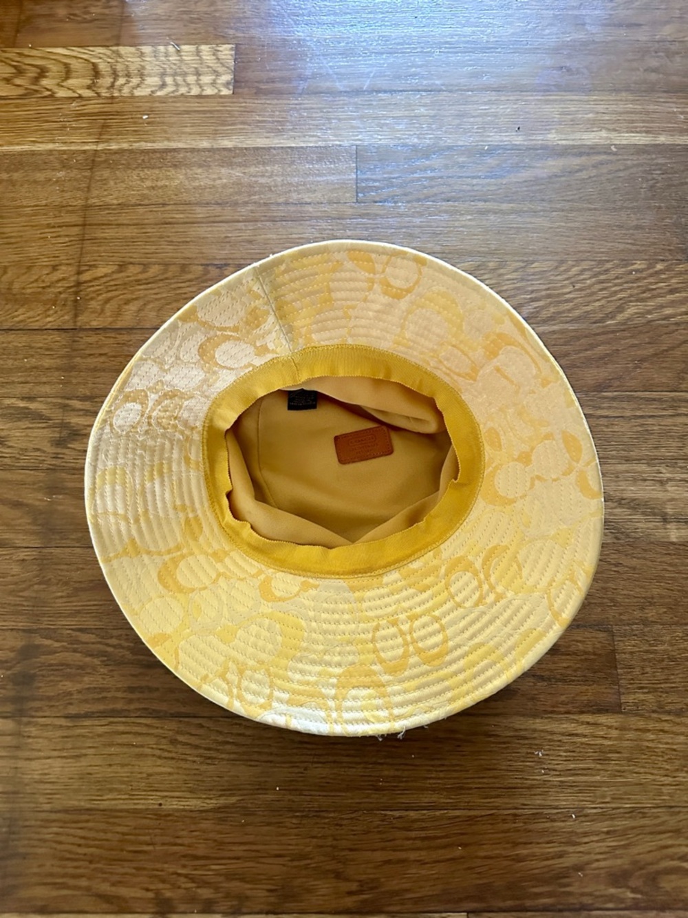 Coach Yellow Signature Bucket Hat with Leather Band - Picture 5 of 6